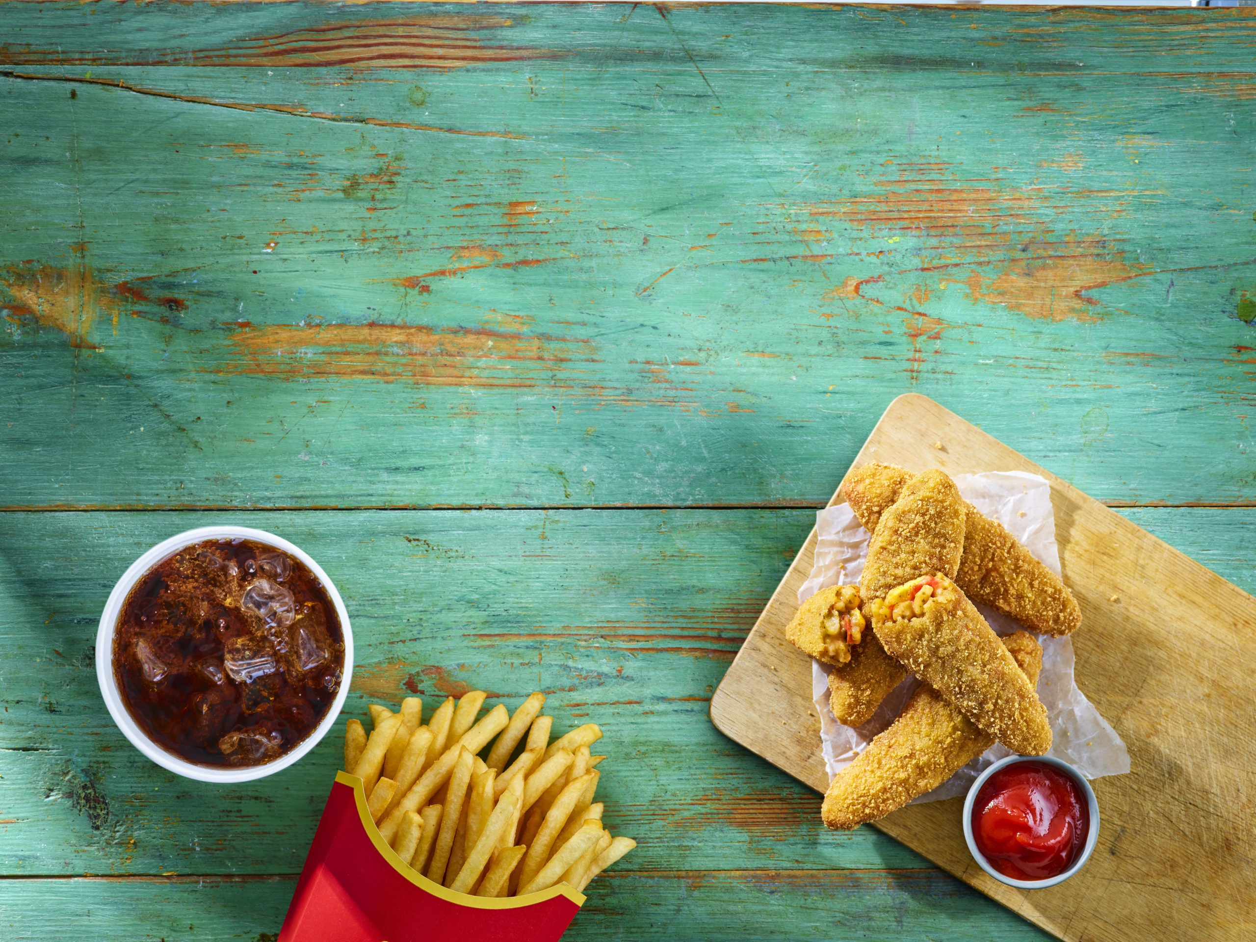 McDonald's chips and vegan nugget