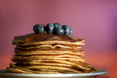 Applesauce pancakes with blueberries