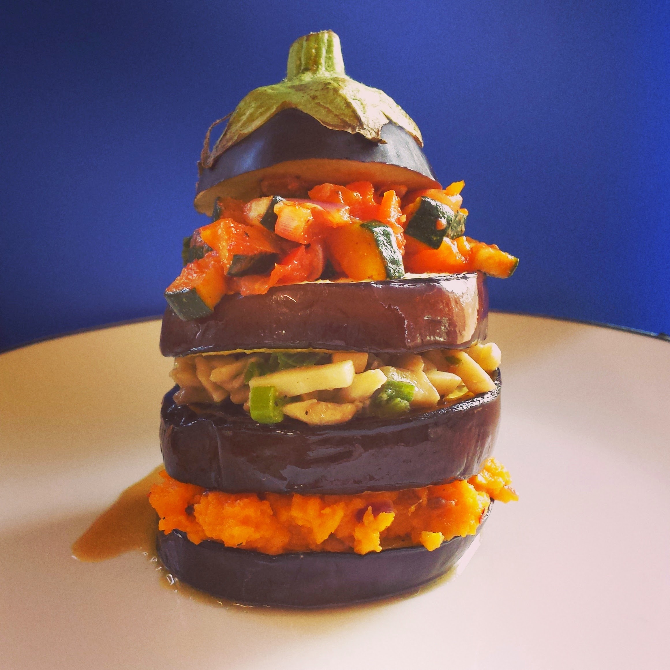 Three Layered Aubergine Tower | Vegan Recipes | Veganuary