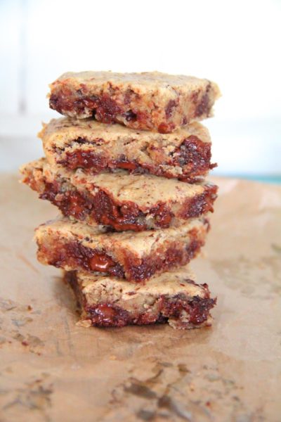 A stack of chickpea blondies