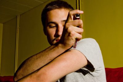 A man carrying out an insulin injection. Studies show a vegan diet can reduce the risk of developing type 2 diabetes.