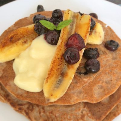 Vegan pancakes and banana