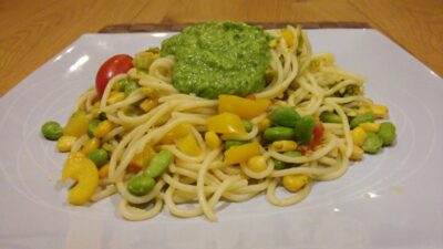 Pasta in a Creamy Basil Sauce
