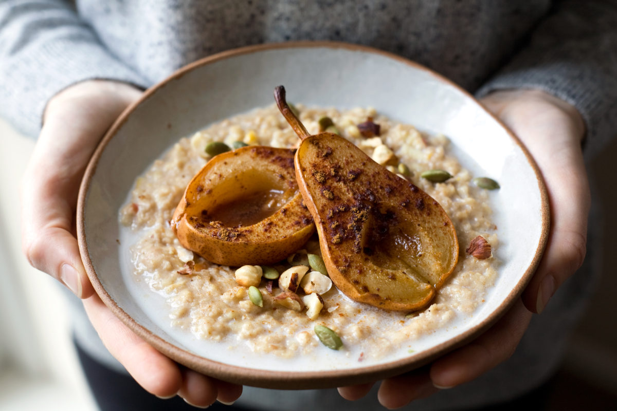 Spiced Apple Porridge with Grilled Pears | Vegan Recipes | Veganuary