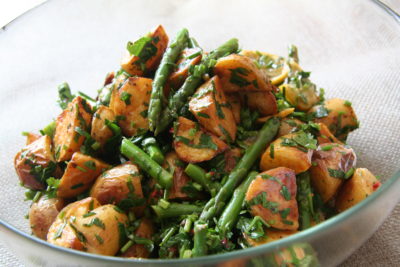Warm Potato Salad with Chargrilled Asparagus and Lemon