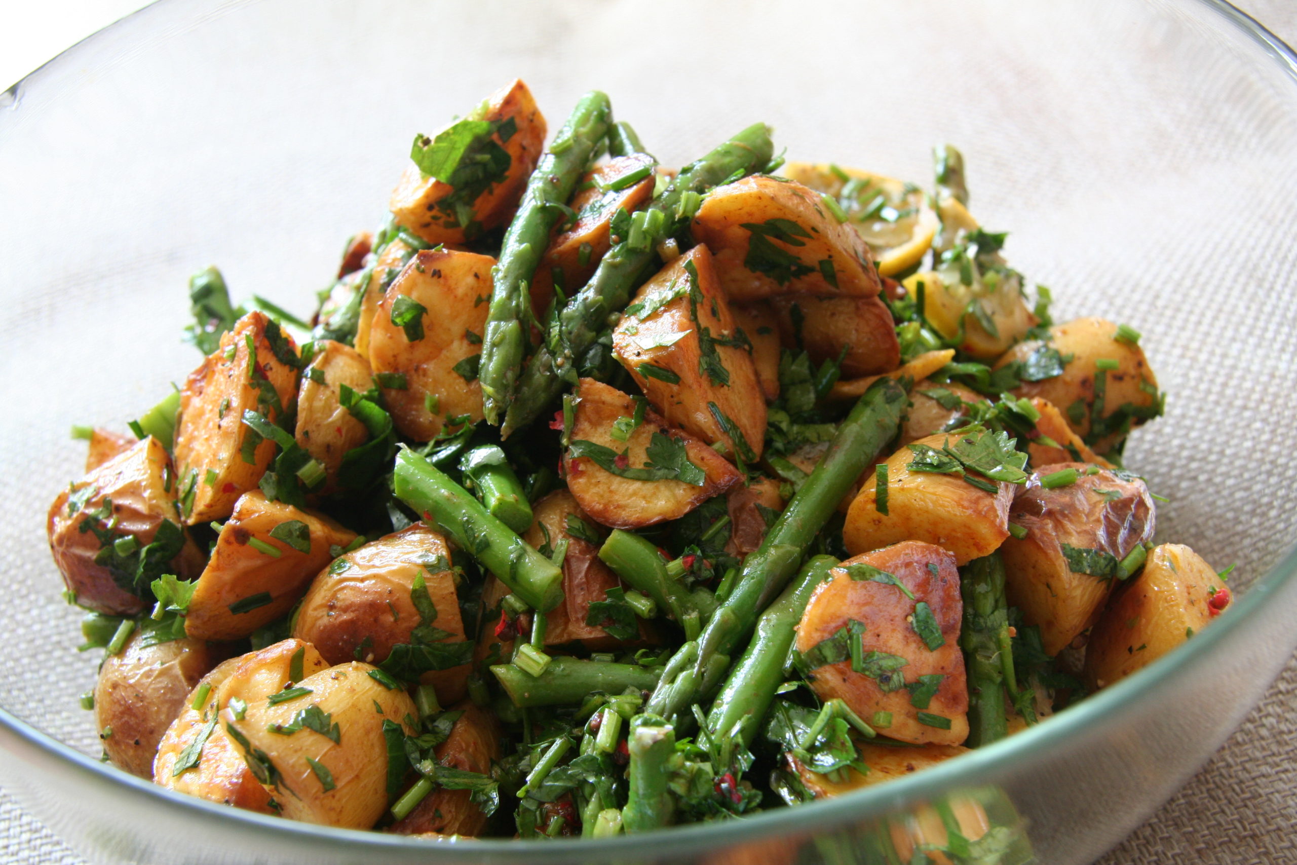Warm Potato Salad with Chargrilled Asparagus and Lemon - Veganuary ZA