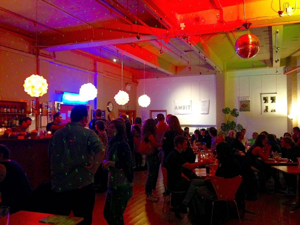 A colourful night shot inside our venue Kabaret@Karamel