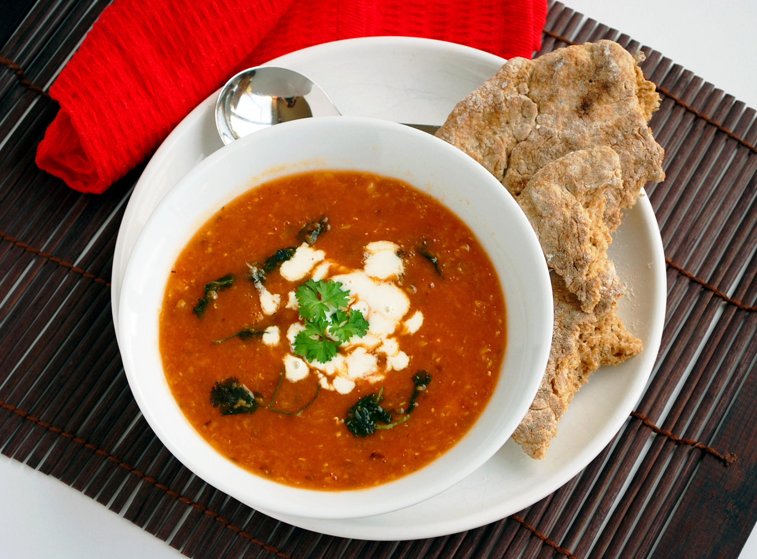 Spicy lentil and chickpea soup | Vegan Recipes | Veganuary