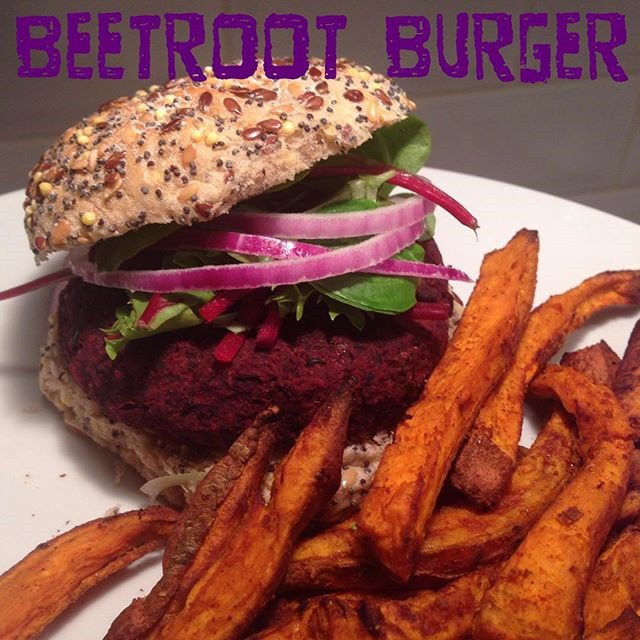 Beetroot and Black Bean Burger by @ricky.osman
