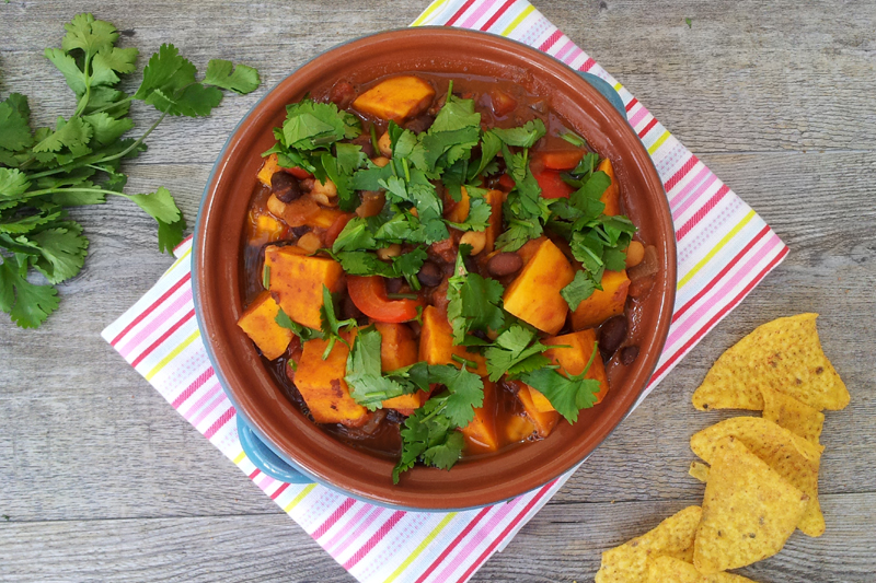 Sweet Potato, Black Bean, and Chickpea Chili - Veganuary