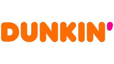 Dunkin' in bright orange bubbly font