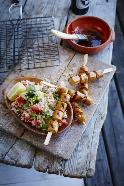 Fry's Barbeque Skewers with Couscous Salad