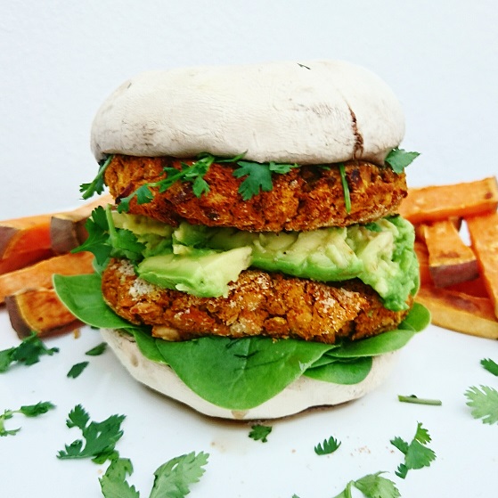 Curried Bean Burgers in Portabello Buns | Healthy Vegan Recipes