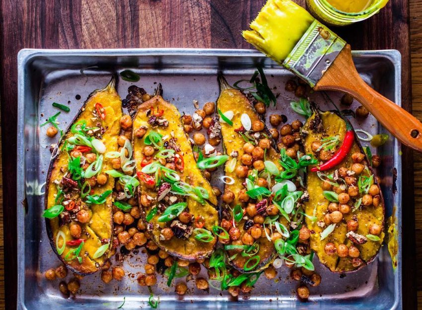 Miso-Glazed Eggplant with Spicy Chickpeas and Ninja Nuts | Veganuary