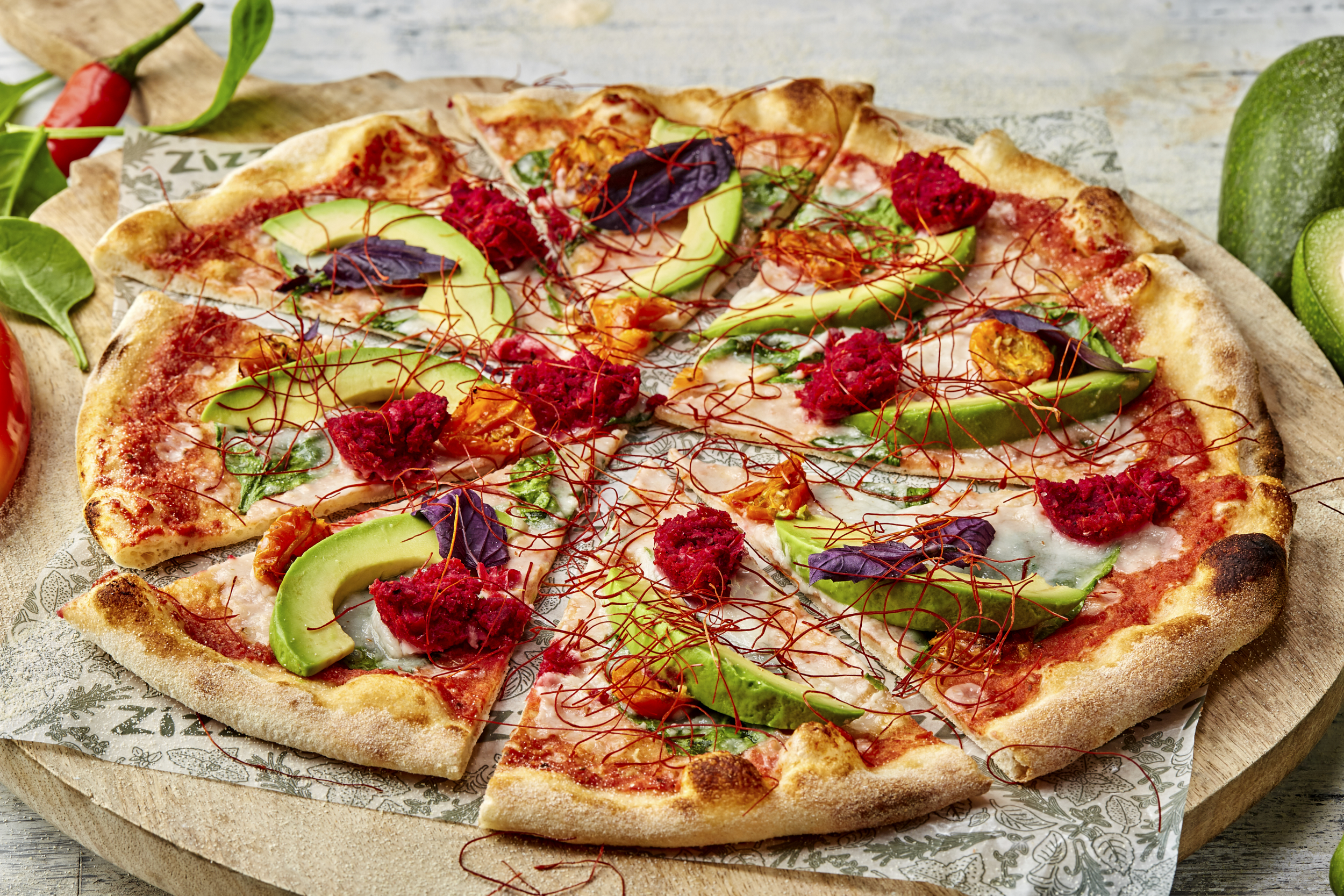 Zizzi vegan rainbow pizza