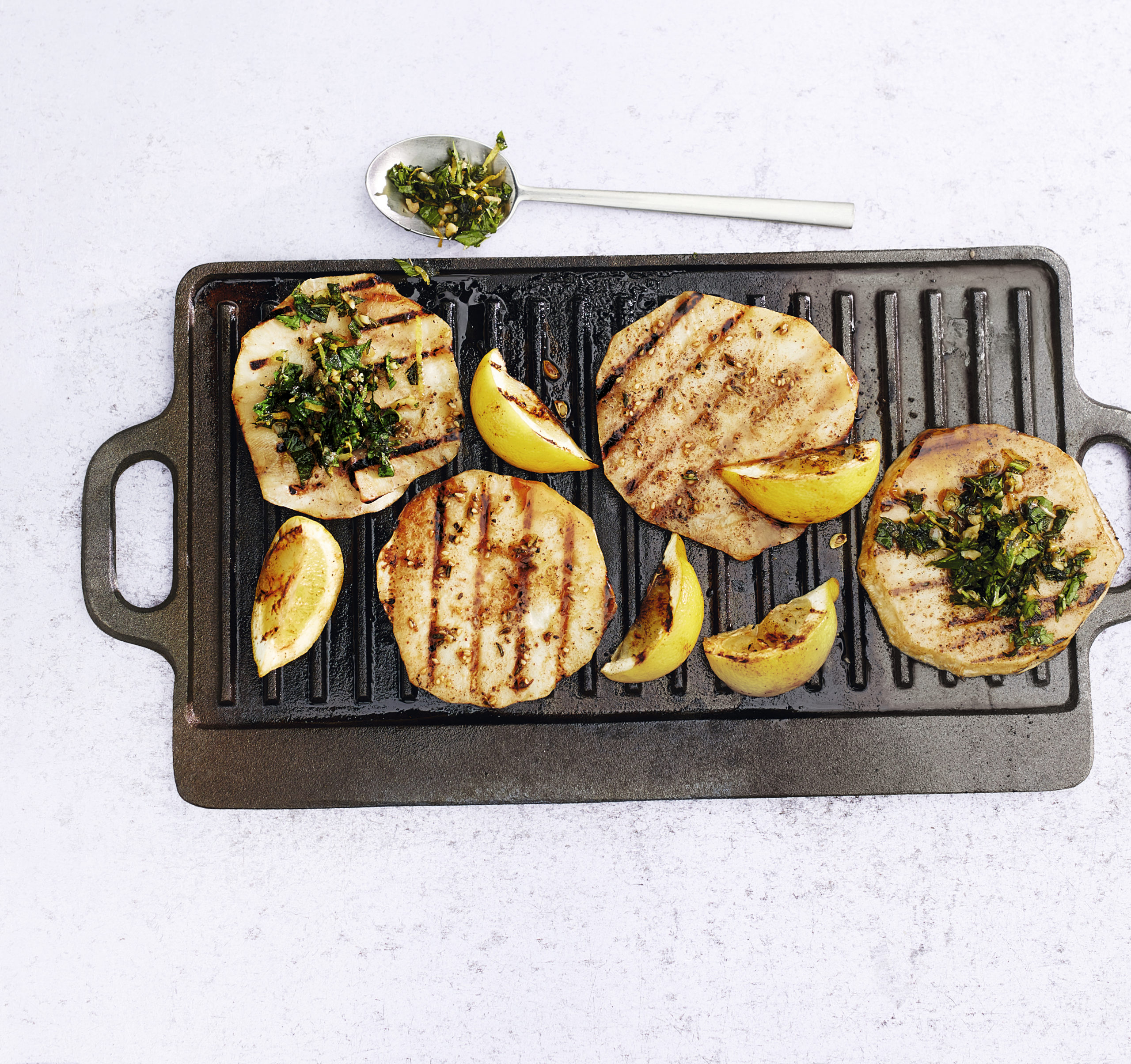 Celeriac Steaks with Salsa Verde | Gluten-Free | Veganuary