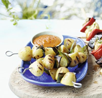 Potato Skewers with Barbecued Ketchup