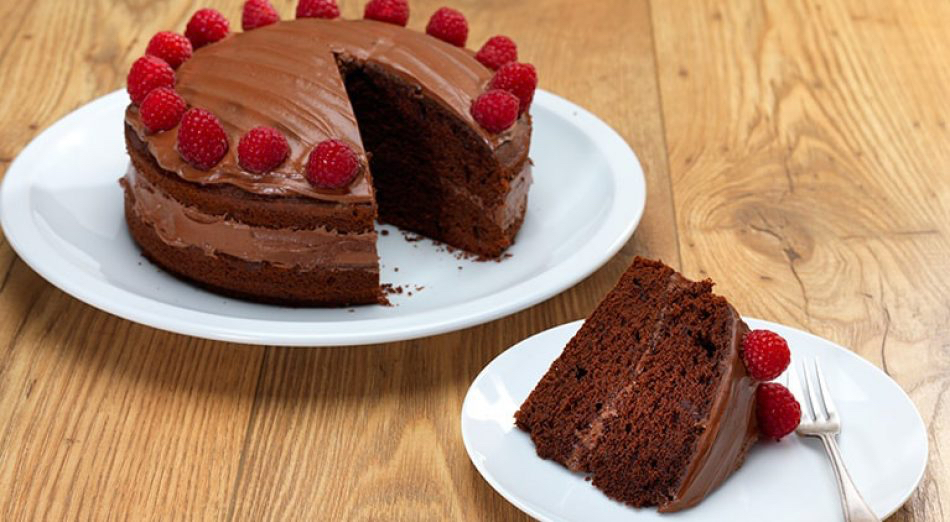 Vegan chocolate cake on plate
