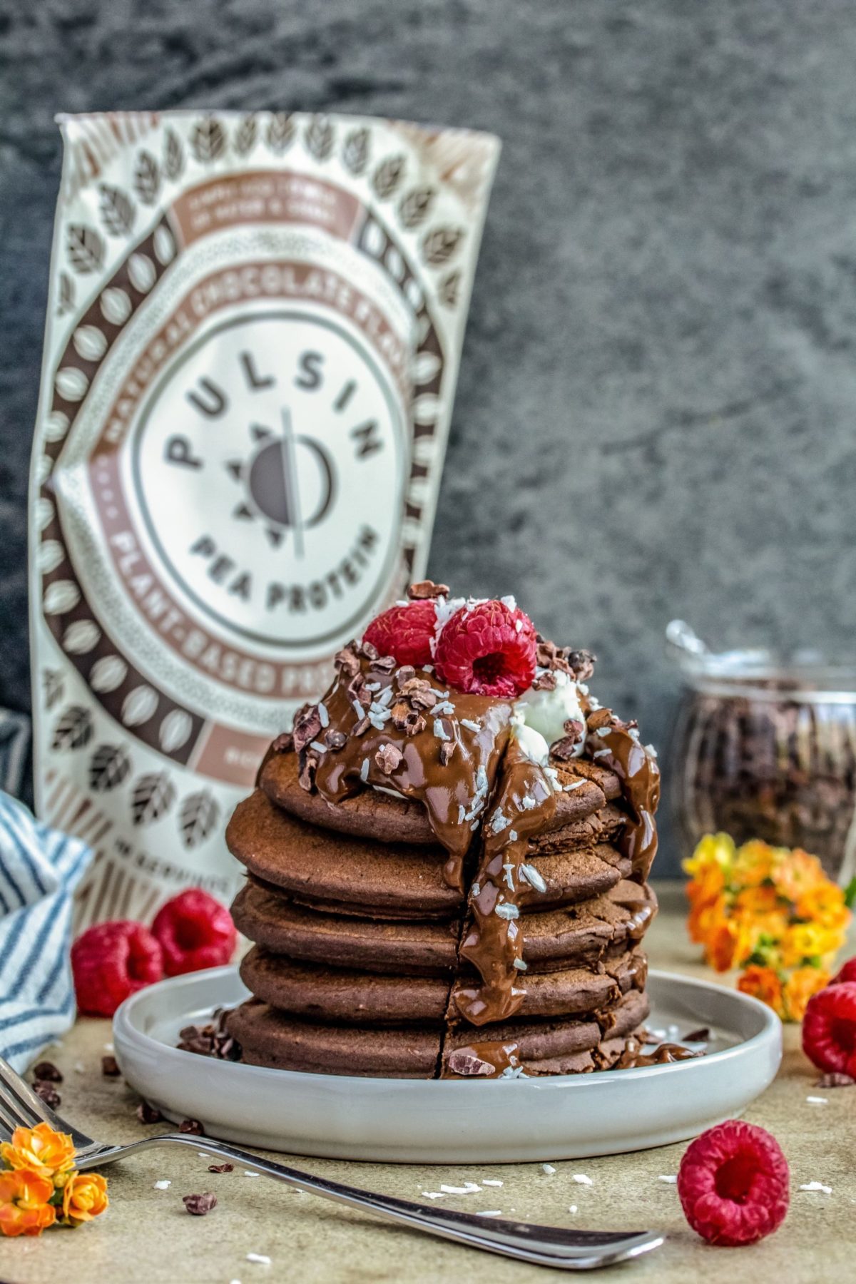 High Protein Chocolate Pancakes | Vegan Protein Pancakes