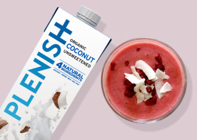 Vegan raspberry and coconut smoothie