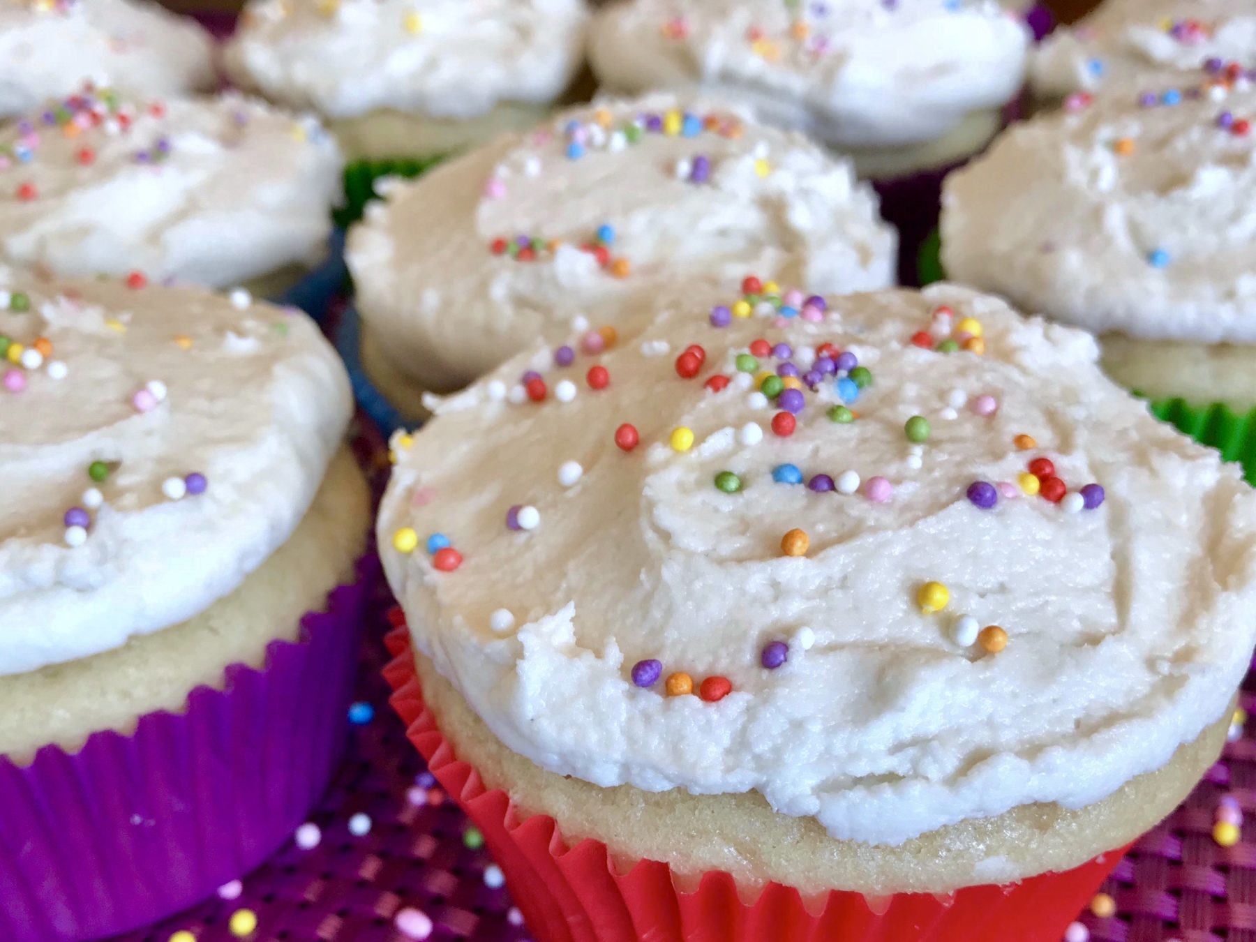 Close-up of vegan vanilla cupcakes