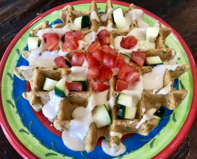 Vegan Savory Falafel Waffles with Tahini Sauce Recipe