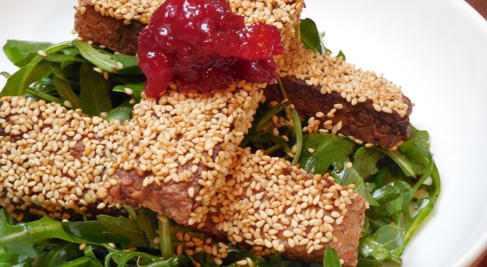 Sesame Crusted Baked Tempeh