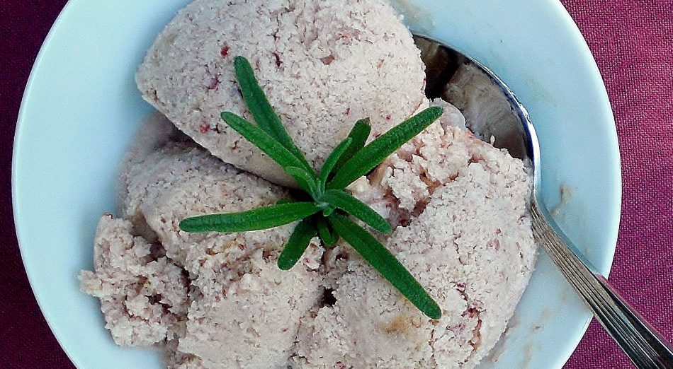 A delicious vegan dessert - rosemary plum ice cream! Homemade vegan rosemary plum ice cream