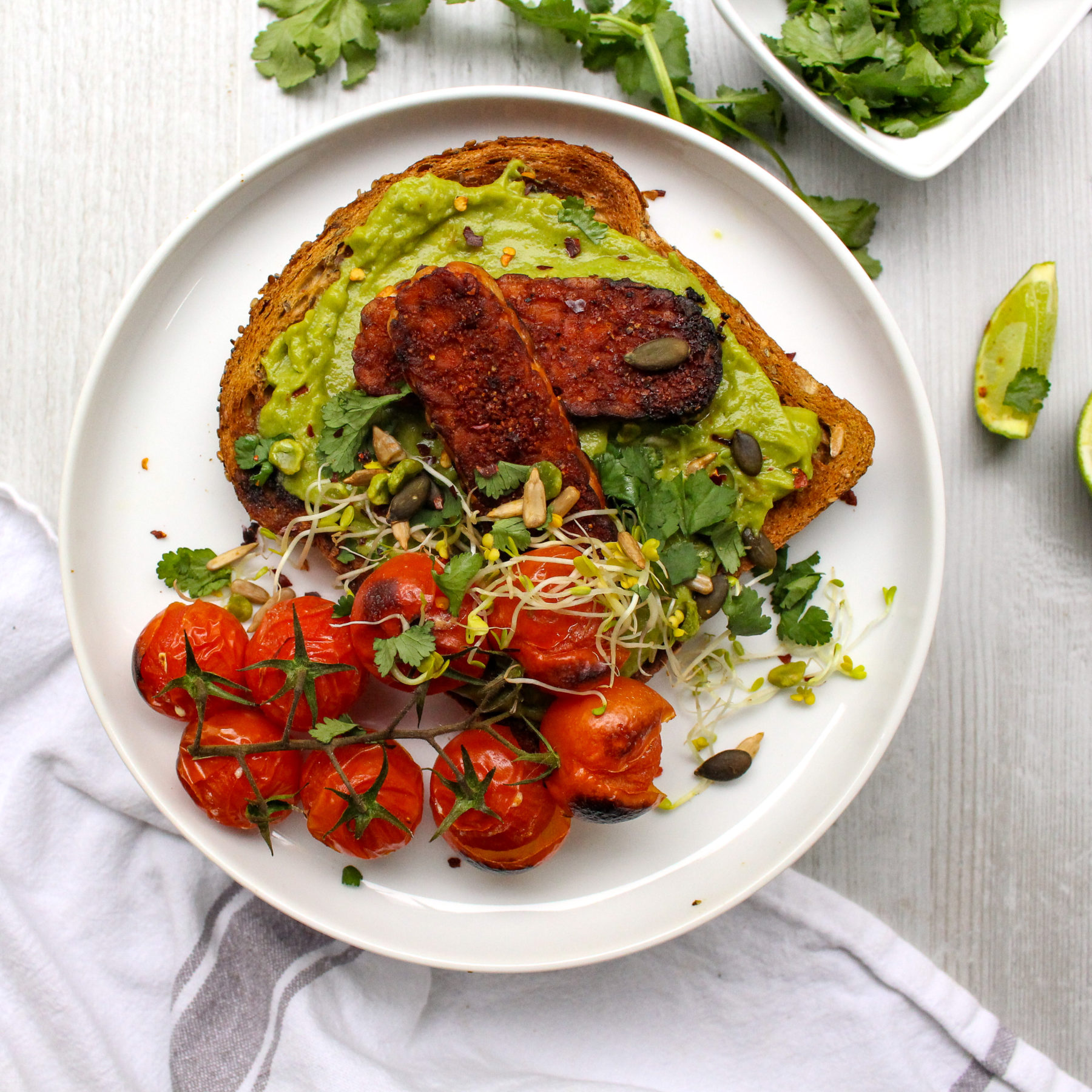 Tempeh bacon avocado toast