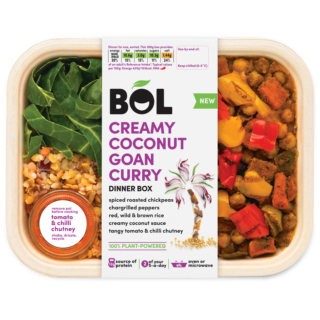 BOL Creamy Coconut Goan Curry, a must-have ready meal on any vegan shopping list 