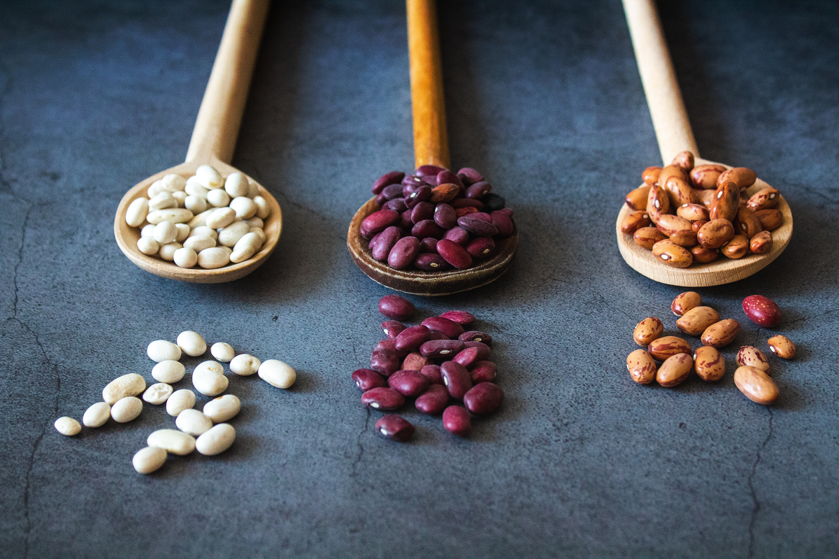 An array of beans, which are great vegan sources of iron