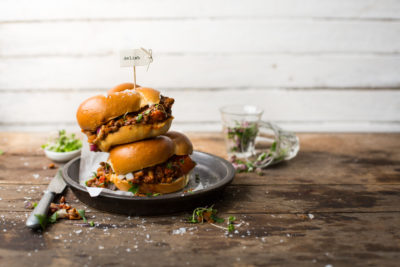 Meat-free mince and lentil sloppy Joes