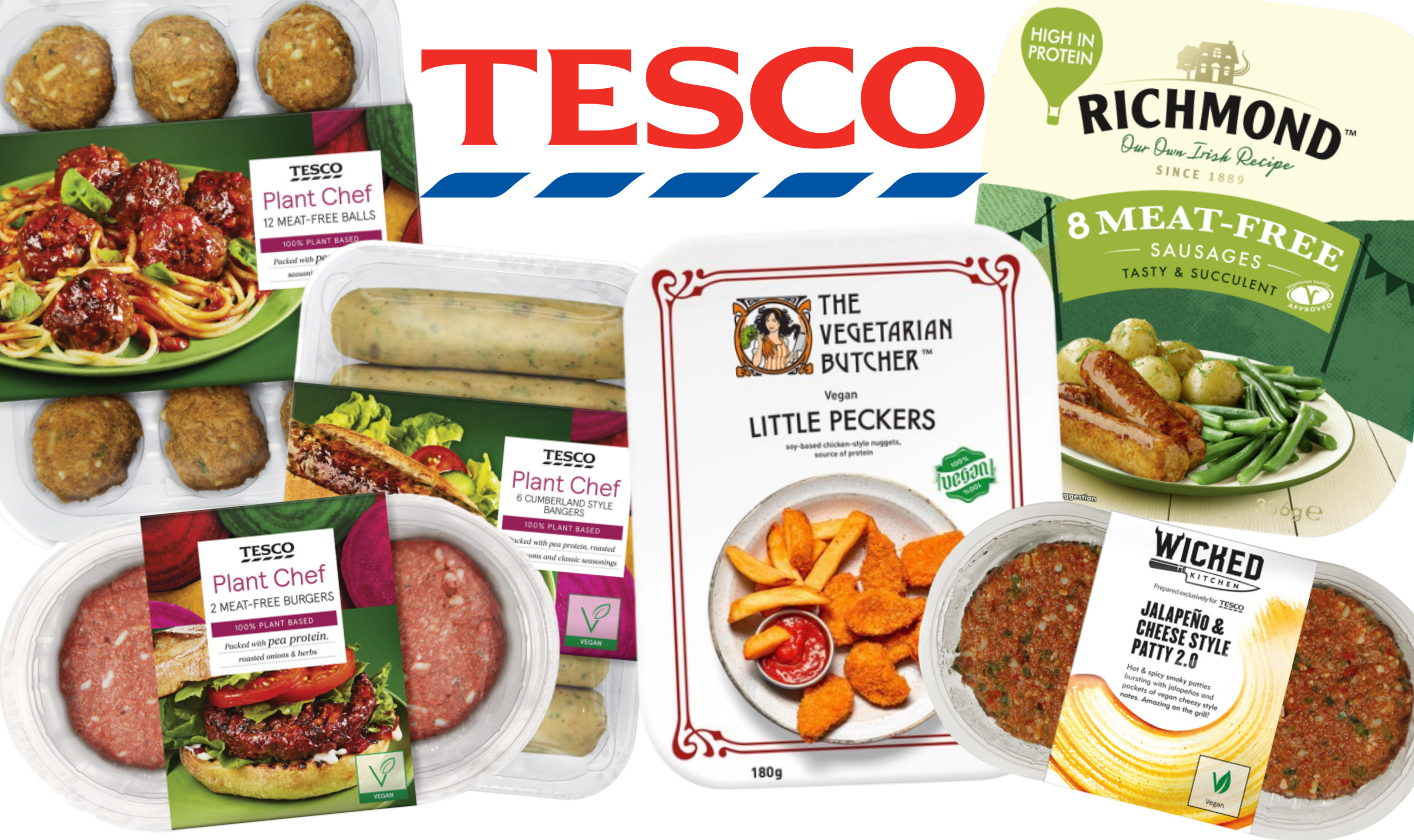 A selection of some of the new vegan products being launched in Tesco