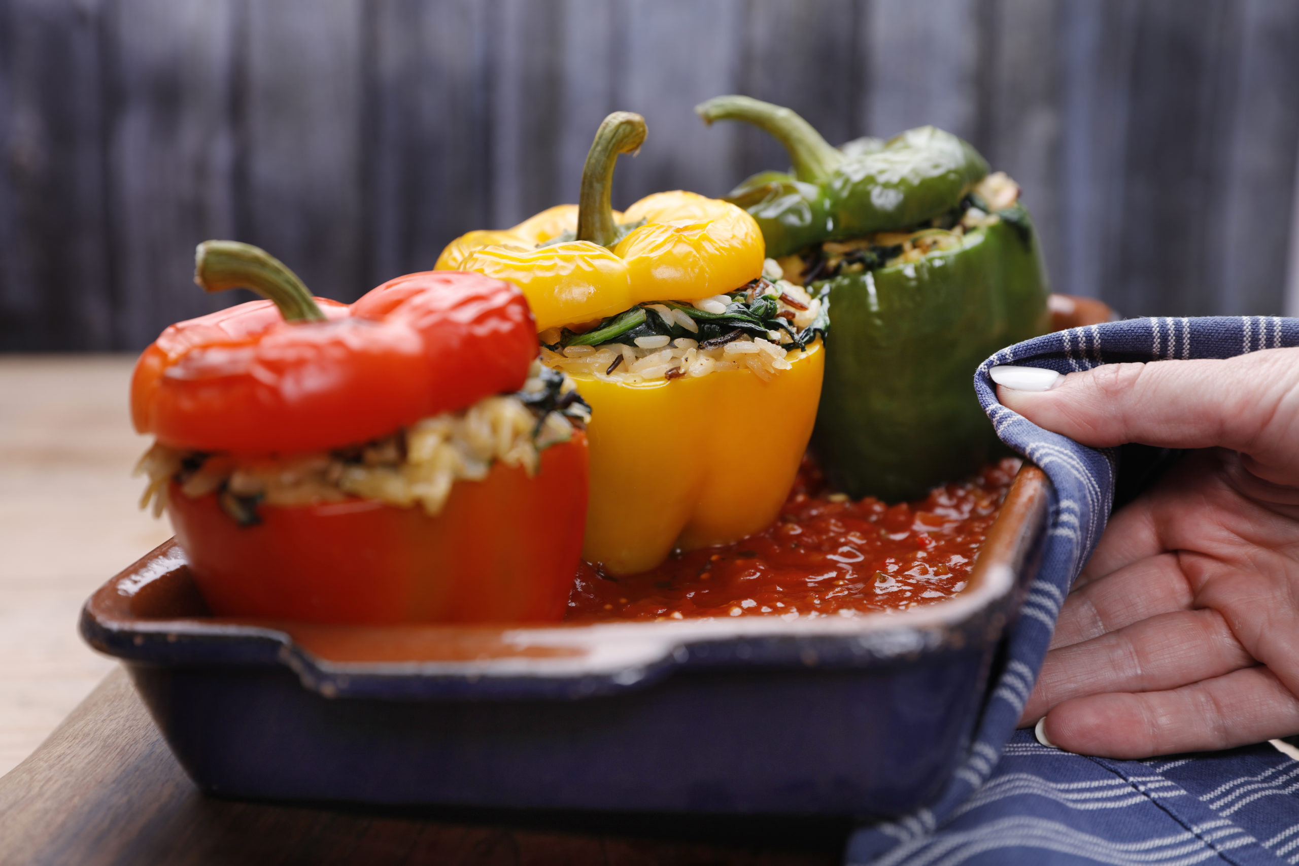 Applewood Vegan Spinach and Pine Nut Stuffed Peppers | Recipes