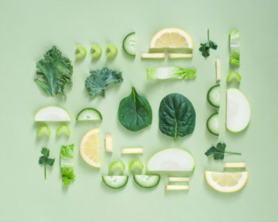 An array of green foods which are good for health