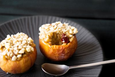 Baked Apples With Spiced Rice Pudding