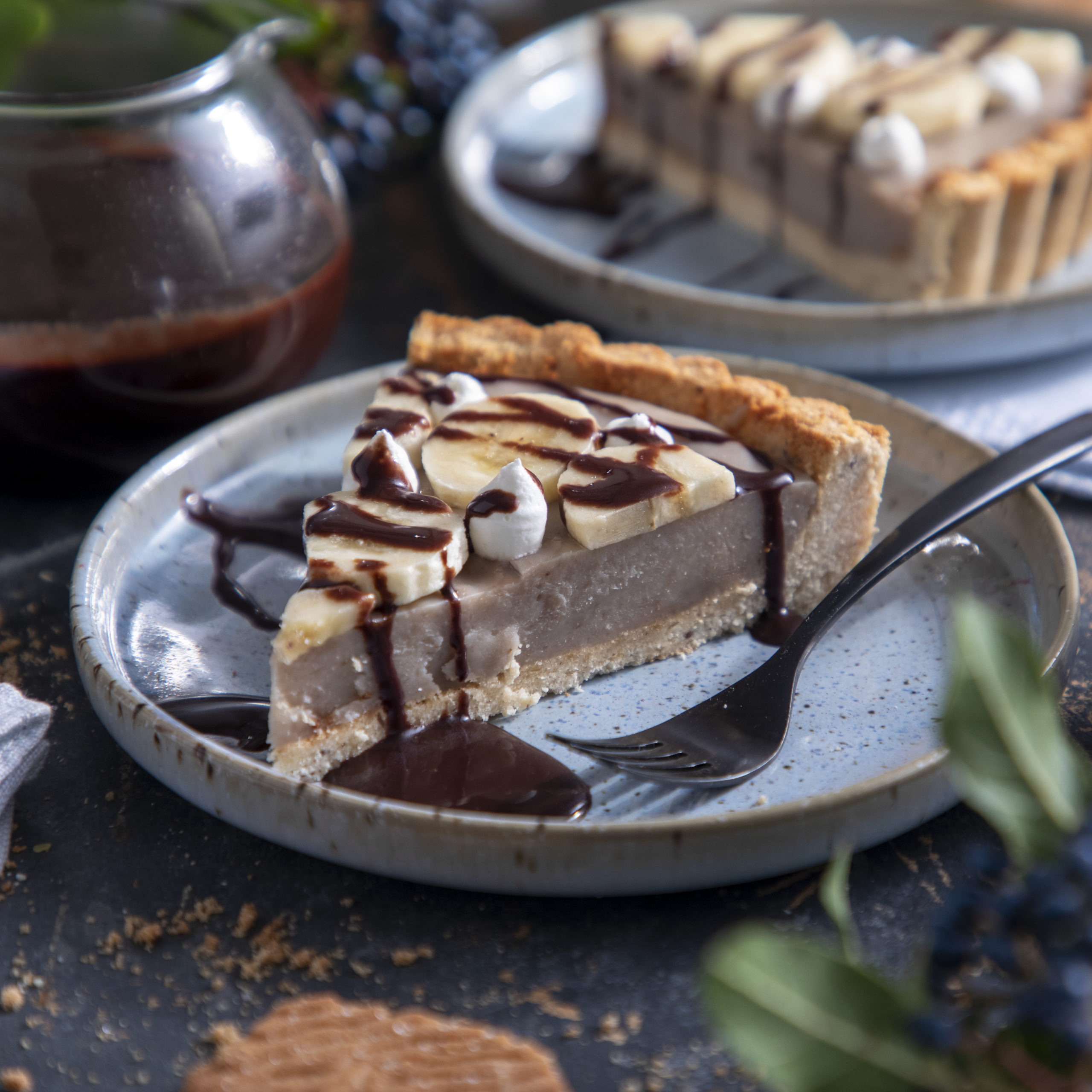 Banoffee with Whipped Cream and Chocolate Syrup | Veganuary