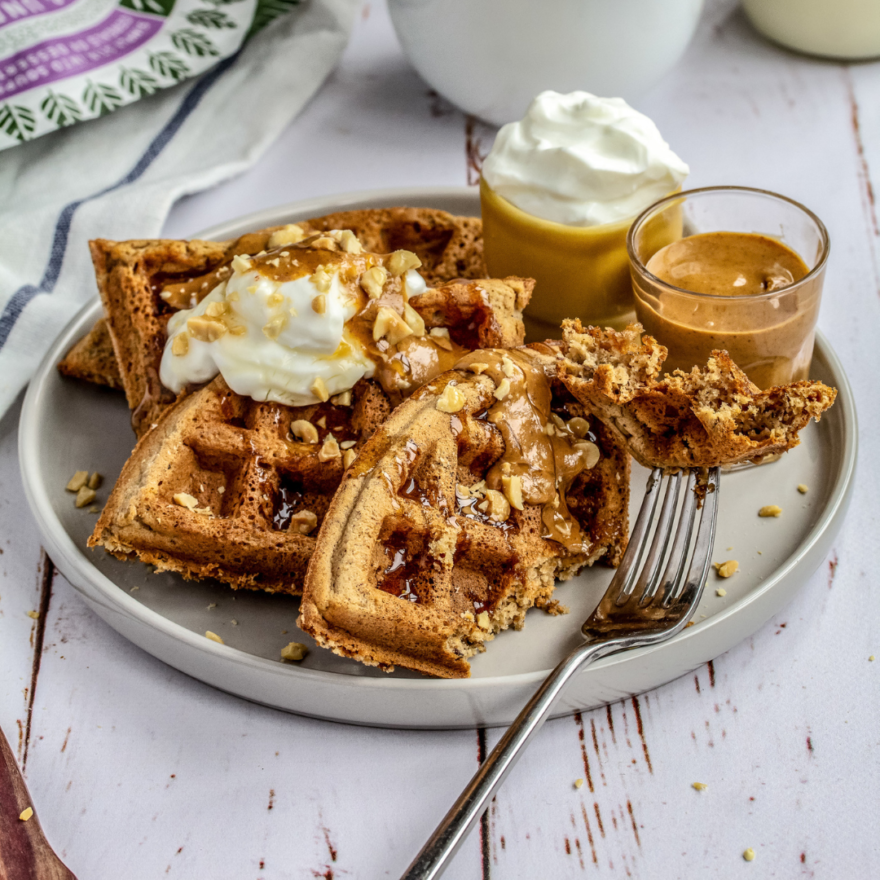 Fluffy Peanut Butter Protein Waffles Vegan Protein Waffles