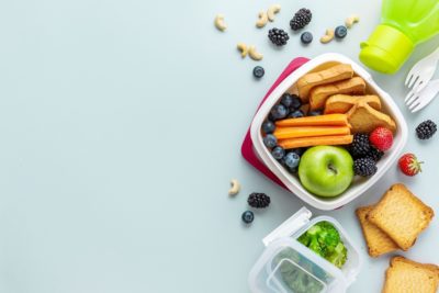 Healthy vegan kids packed lunch