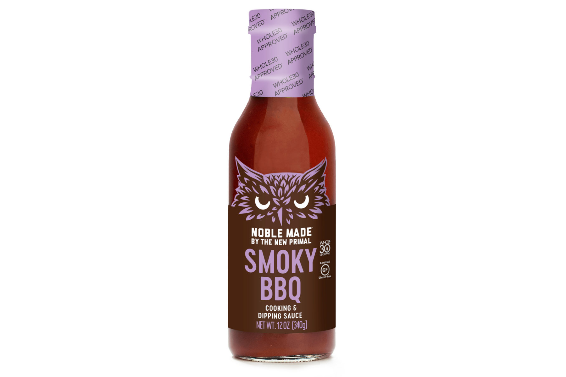 Bottle of Noble Made by The New Primal vegan Smoky BBQ sauce