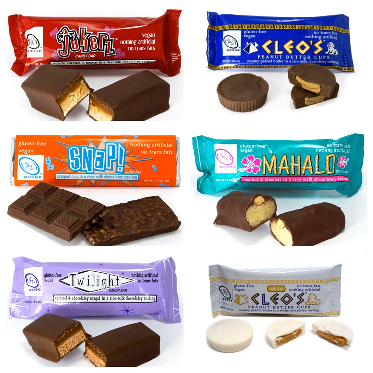 A variety of vegan chocolate bars by Go Max Go