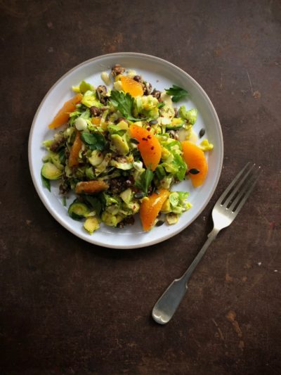 Citrus-fried Greens with Smoked Quinoa and Peas