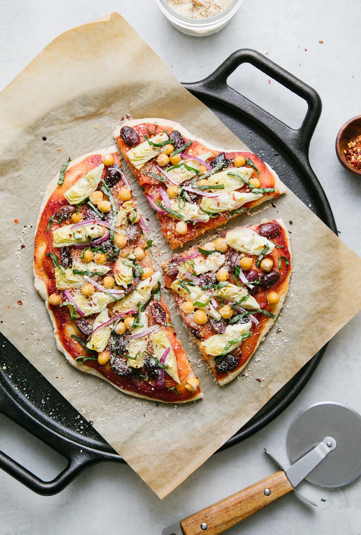 Simple Veganista Mediterranean Pizza