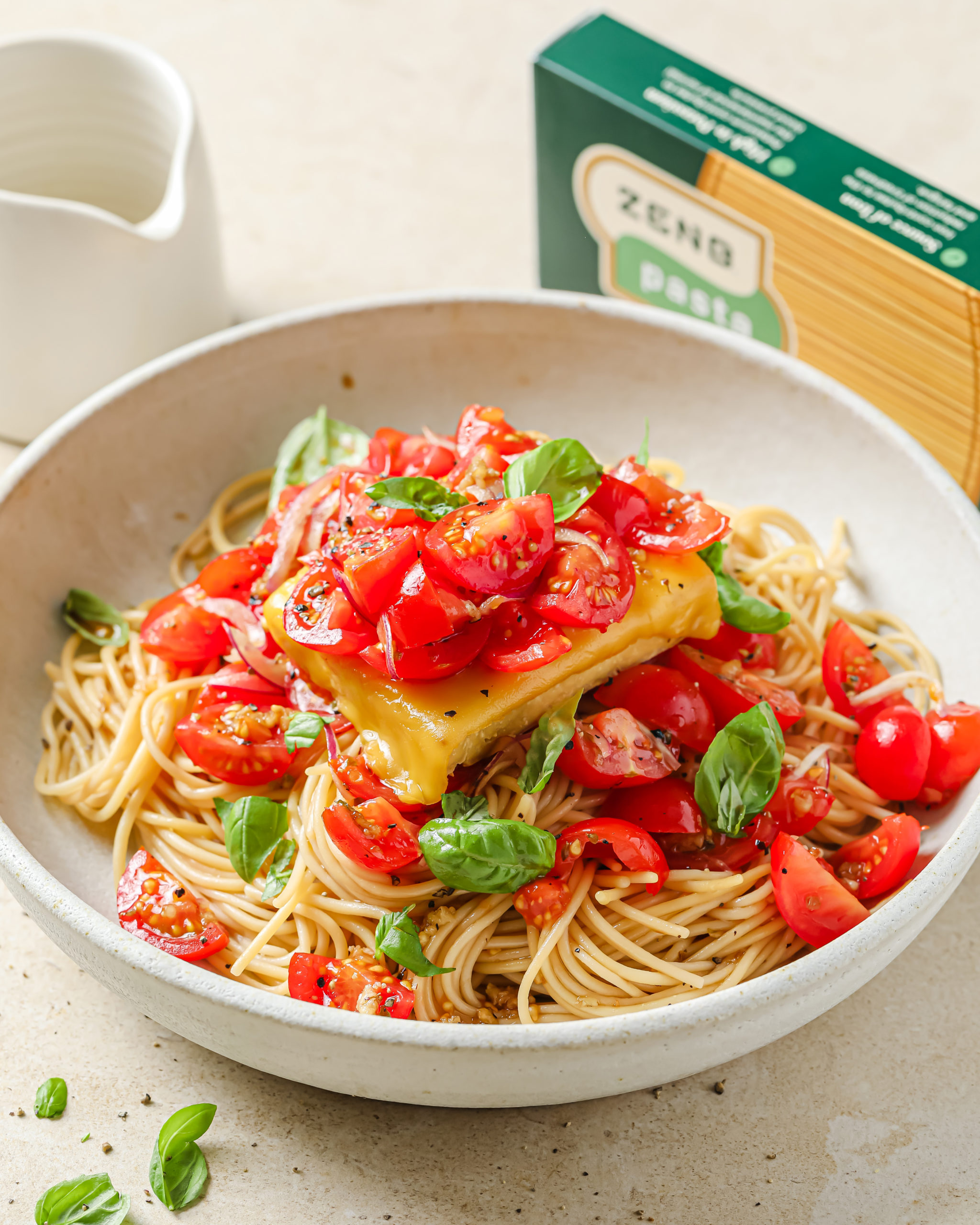 Caprese Tofu Spaghetti Vegan Pasta Recipe Veganuary