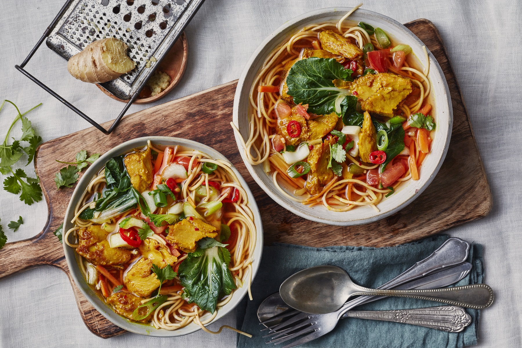 Spicy 'Chicken' Noodle Soup | Vegan Chicken Noodle Soup Recipe
