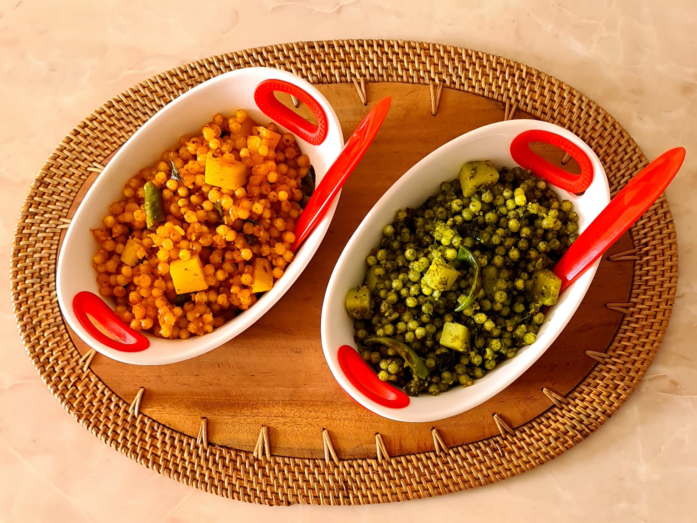 Spinach Sabudana and Tomato Sabudana - Veganuary