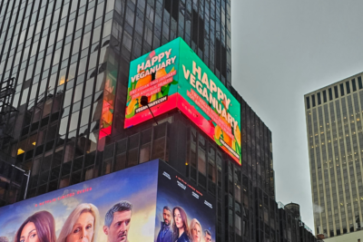 Veganuary digital billboard in New York's Time Square