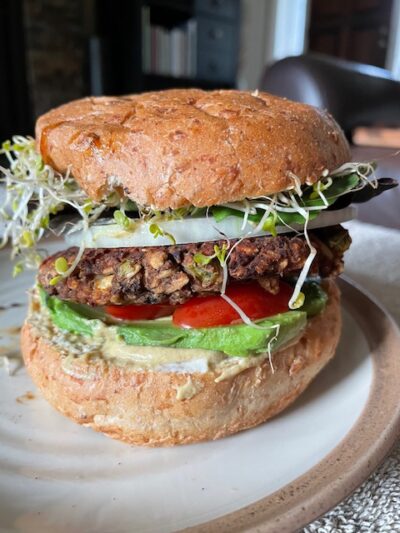 Vegan Burger on a Plate