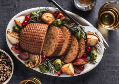 Festive plant-based roast with vegetables