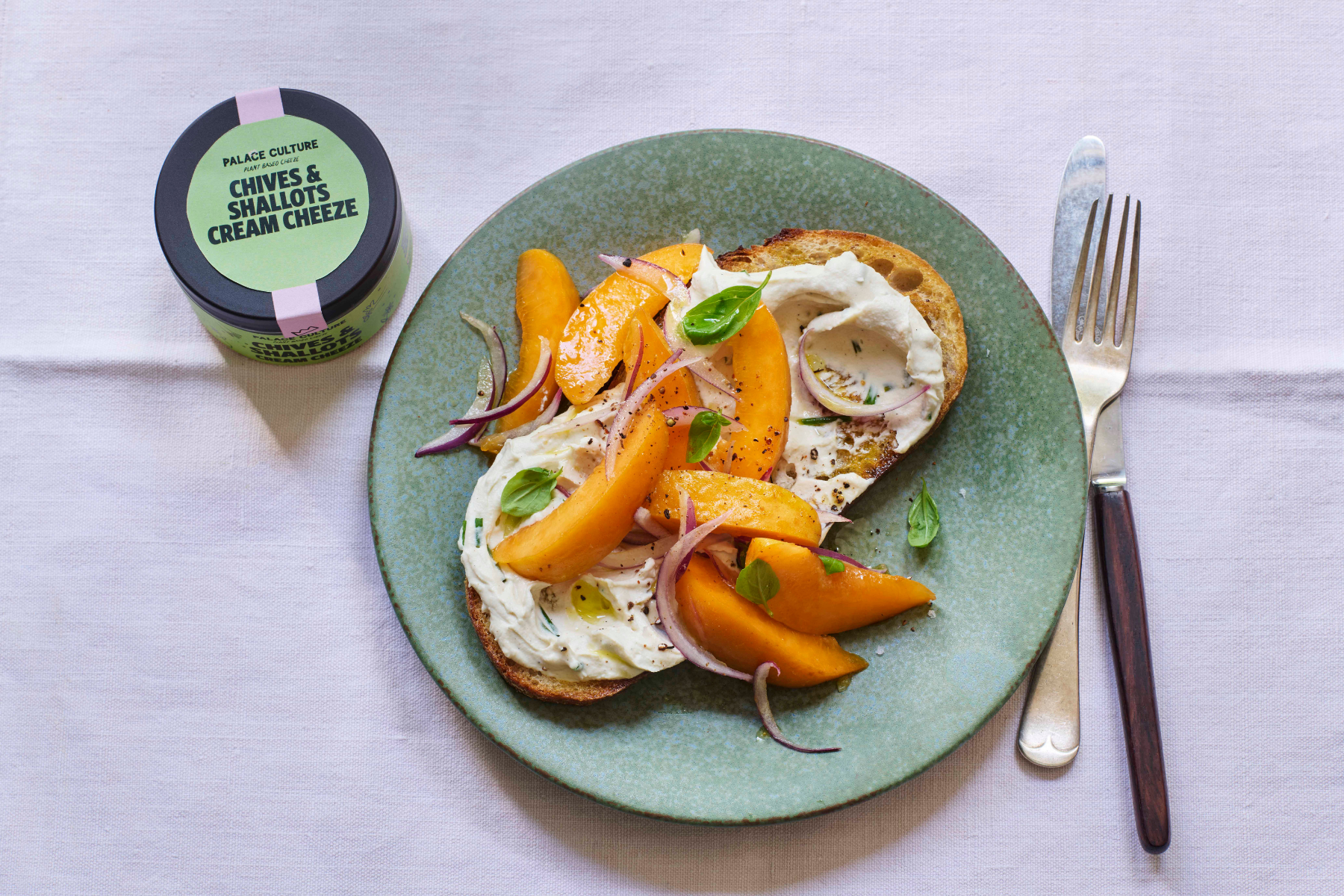 Peach Toast with Palace Culture Shallots & Chive | Veganuary